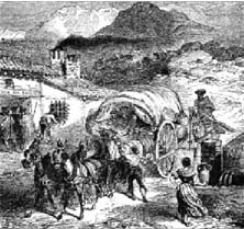 Llegada de una galera a la Venta del Ba&uacute;l.